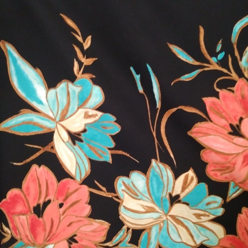 JM Collection Black Floral Blouse 3/4 Sleeve - Picture 10 of 12